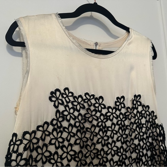 3.1 Phillip Lim cream and navy silk mini dress with black floral overlay- size 8 - Picture 4 of 12